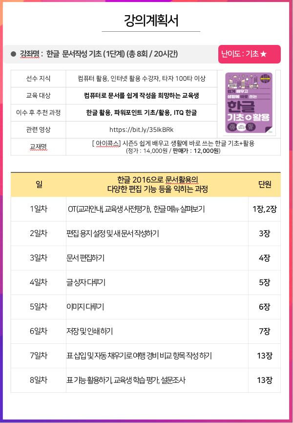 한글 문서작성 기초(1단계)